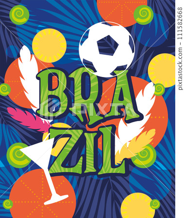 Colored tropical Brazil poster Vector 111582668