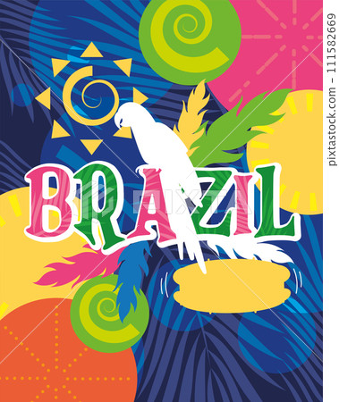 Colored tropical Brazil poster Vector Colored tropical Brazil poster Vector 111582669