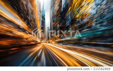 A vibrant portrayal of business and finance, with motion blur effect A vibrant portrayal of business and finance, with motion blur effect 111582809