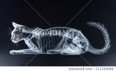 AI-generated content. Radiographs, X Ray Picture With Cat's Skeleton for Treatment and Diagnosis. Space For Text. Animal Hospitals, Vet. Pet Scan. AI Generated. Positron Emission Tomography Mockup 111583084