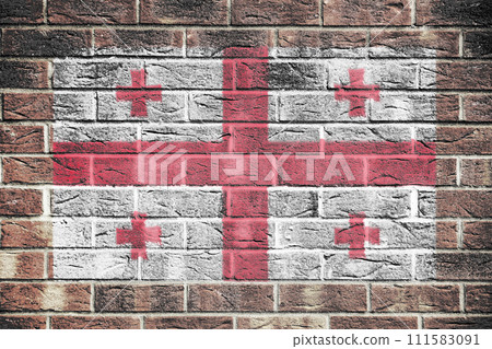Georgia flag painted on brick wall background 111583091