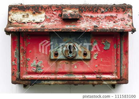 Vintage red mailbox on a white background 111583100