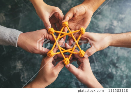 The concept of teamwork, cohesion and cooperation. Close-up of a lot of people's hands 111583118