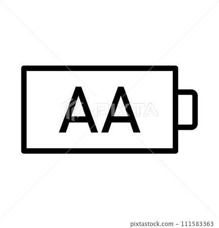 Vector black line icon AA battery isolated on white background Vector black line icon AA battery isolated on white background 111583363