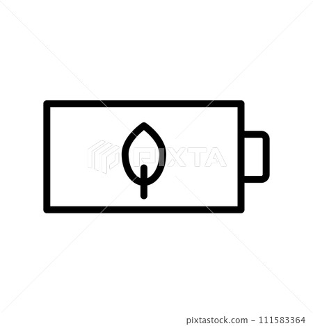 Vector black line icon eco battery isolated on white background Vector black line icon eco battery isolated on white background 111583364