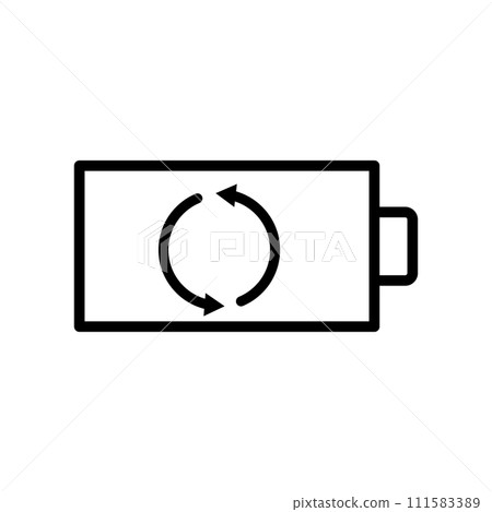 Vector black line icon battery recovery isolated on white background 111583389