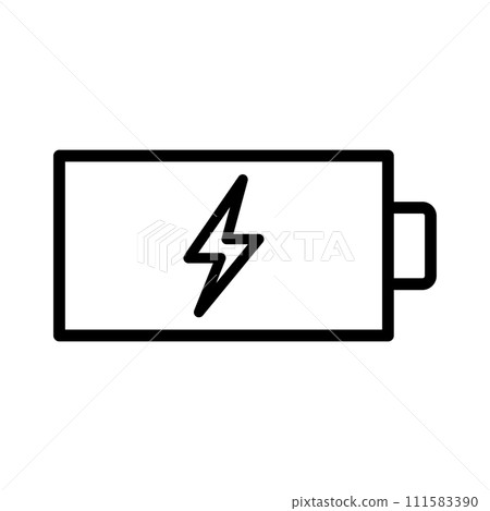 Vector black line icon battery in the process of charging isolated on white background 111583390