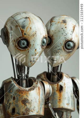 A futuristic romantic couple, a man and a woman are robots 111583449