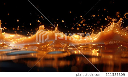 AI-generated content. Close-Up of Liquid Splashing Into Water. Generative AI. 111583809