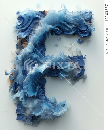 AI-generated content. The Letter E Crafted From Blue and White Paper. Generative AI. 111583887