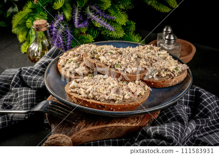 Sandwich with tuna paste and eggs. Sandwich with tuna paste and eggs. 111583931