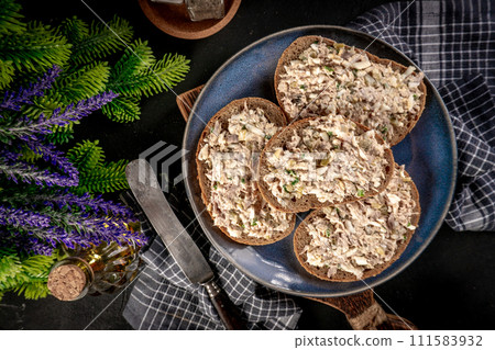 Sandwich with tuna paste and eggs. Sandwich with tuna paste and eggs. 111583932