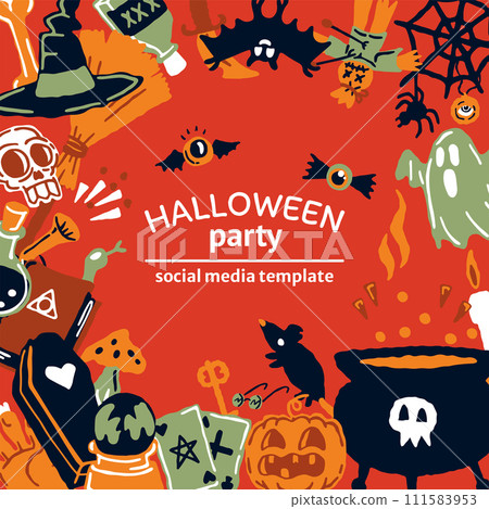 Halloween party set of magic elements. Vector illustration 111583953
