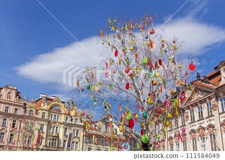 Easter tree against sky in Prague Easter tree against sky in Prague 111584049