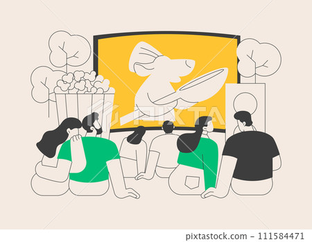 Open air cinema abstract concept vector illustration. 111584471