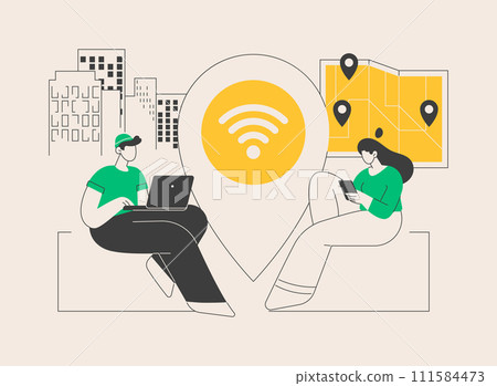 Public wi-fi hotspot abstract concept vector illustration. 111584473