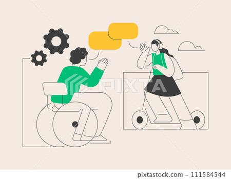 Social adaptation of disabled people abstract concept vector illustration. 111584544