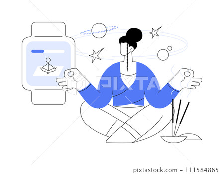 Smartwatch stress tracking isolated cartoon vector illustrations. Smartwatch stress tracking isolated cartoon vector illustrations. 111584865