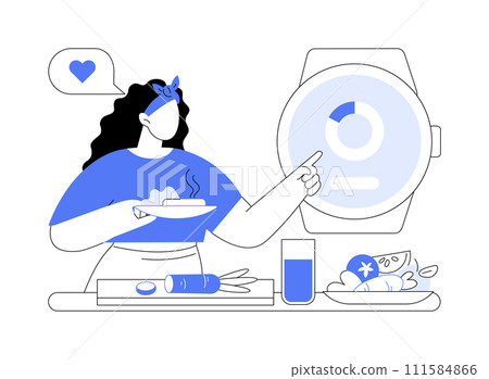 Smartwatch calorie tracking isolated cartoon vector illustrations. Smartwatch calorie tracking isolated cartoon vector illustrations. 111584866