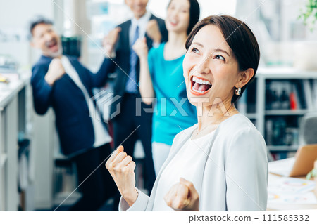 A business person rejoicing in achieving his goals 111585332