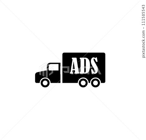 Ad placement on truck. Simple vector icon Ad placement on truck. Simple vector icon 111585543