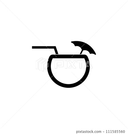 Coconut cocktail icon. Cartoon illustration Coconut cocktail icon. Cartoon illustration 111585560