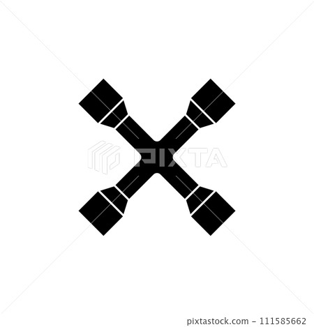 Wheel Wrench Cross Flat Vector Icon 111585662