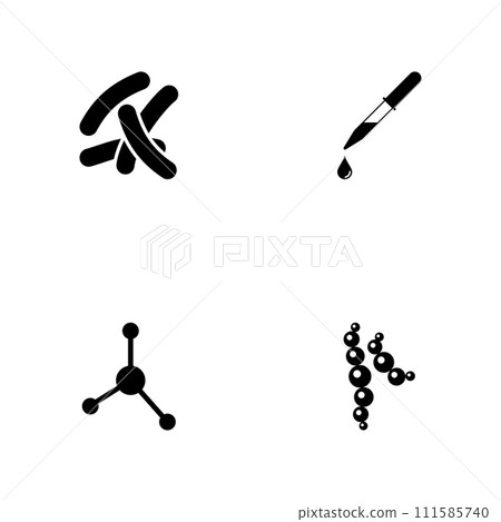 Microbe laboratory experiment - a set of black four solid icons isolated on a white background Microbe laboratory experiment - a set of black four solid icons isolated on a white background 111585740