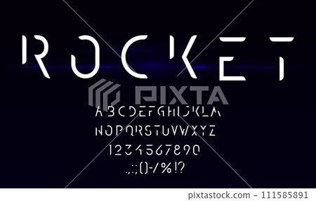 Futuristic space font, cyber future type or modern tech typeface, cosmic movie vector English alphabet. Galaxy cosmic and futuristic typography or interstellar typeset letters and typeface symbols 111585891