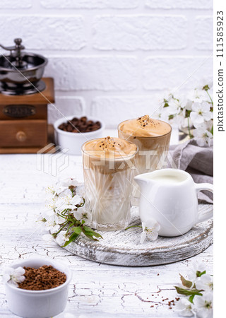 Dalgona whipped coffee with milk Dalgona whipped coffee with milk 111585923