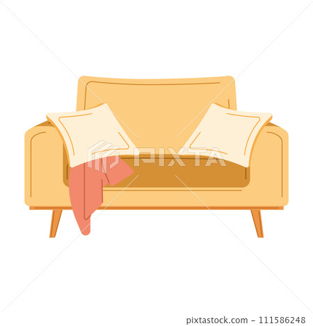 Isolated colored couch sketch icon with pillows Vector 111586248