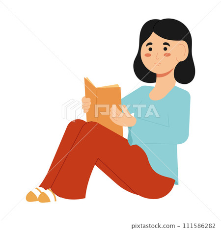 Relaxed woman reading a book Hygge concept Vector Relaxed woman reading a book Hygge concept Vector 111586282