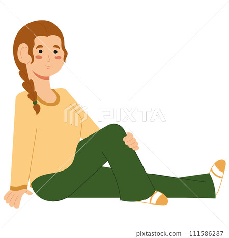 Relaxed woman sitting Hygge concept Vector Relaxed woman sitting Hygge concept Vector 111586287