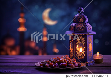 Ramadan Lantern and plate of Figs Ramadan Lantern and plate of Figs 111586361