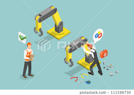 3D Isometric Flat Vector Illustration of Machine Engineer 111586730