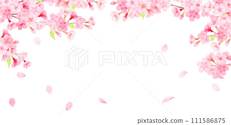 Hand-painted watercolor cherry blossom frame 111586875