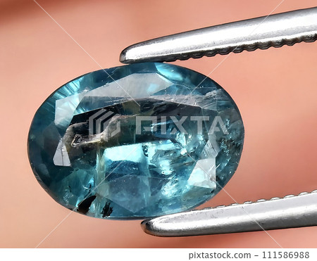 natural blue kyanite gem on the background natural blue kyanite gem on the background 111586988