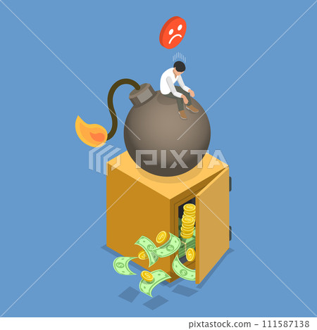 3D Isometric Flat Vector Illustration of Business Danger And Crisis 111587138