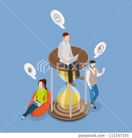 3D Isometric Flat Vector Illustration of Time Management 111587165