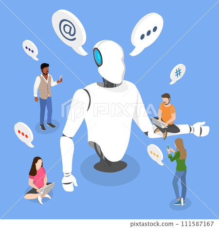 3D Isometric Flat Vector Illustration of Chatbot Conversation 111587167