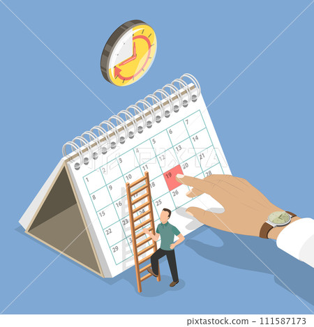 3D Isometric Flat Vector Illustration of Calendar Reminder 3D Isometric Flat Vector Illustration of Calendar Reminder 111587173