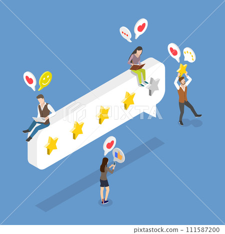 3D Isometric Flat Vector Illustration of Five Stars Rating 111587200