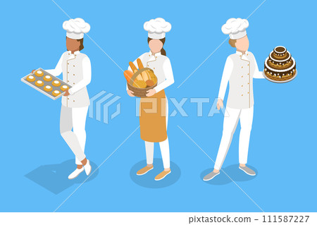 3D Isometric Flat Vector Illustration of Professional Baker 3D Isometric Flat Vector Illustration of Professional Baker 111587227