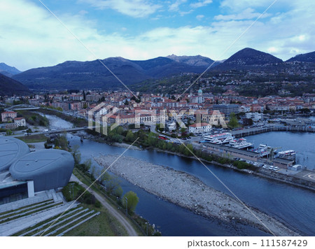 View of Riva del Garda city, Garda lake, Italy, alps mountains. View of Riva del Garda city, Garda lake, Italy, alps mountains. 111587429