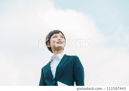 Young woman in a recruitment suit 111587443