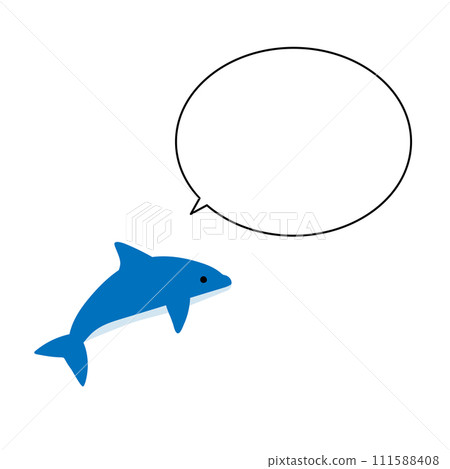 Simple cute dolphin speech bubble facing right 111588408