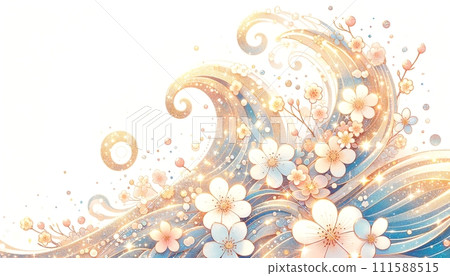 用花和波浪的抽象背景 用花和波浪的抽象背景 111588515