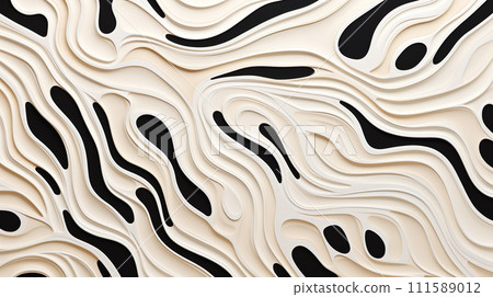White and black three-dimensional wave pattern background "AI generated image" 111589012