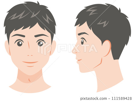 一個男人的正面和側面 111589428