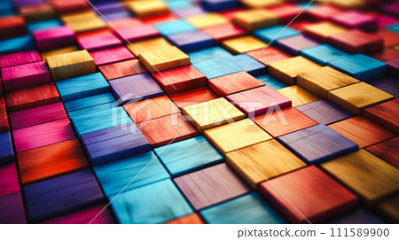 佈置精美的彩色木塊“AI生成圖像” 111589900